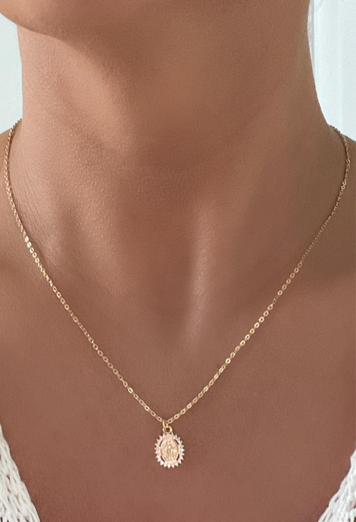 Tiny Virgin Mary Necklace