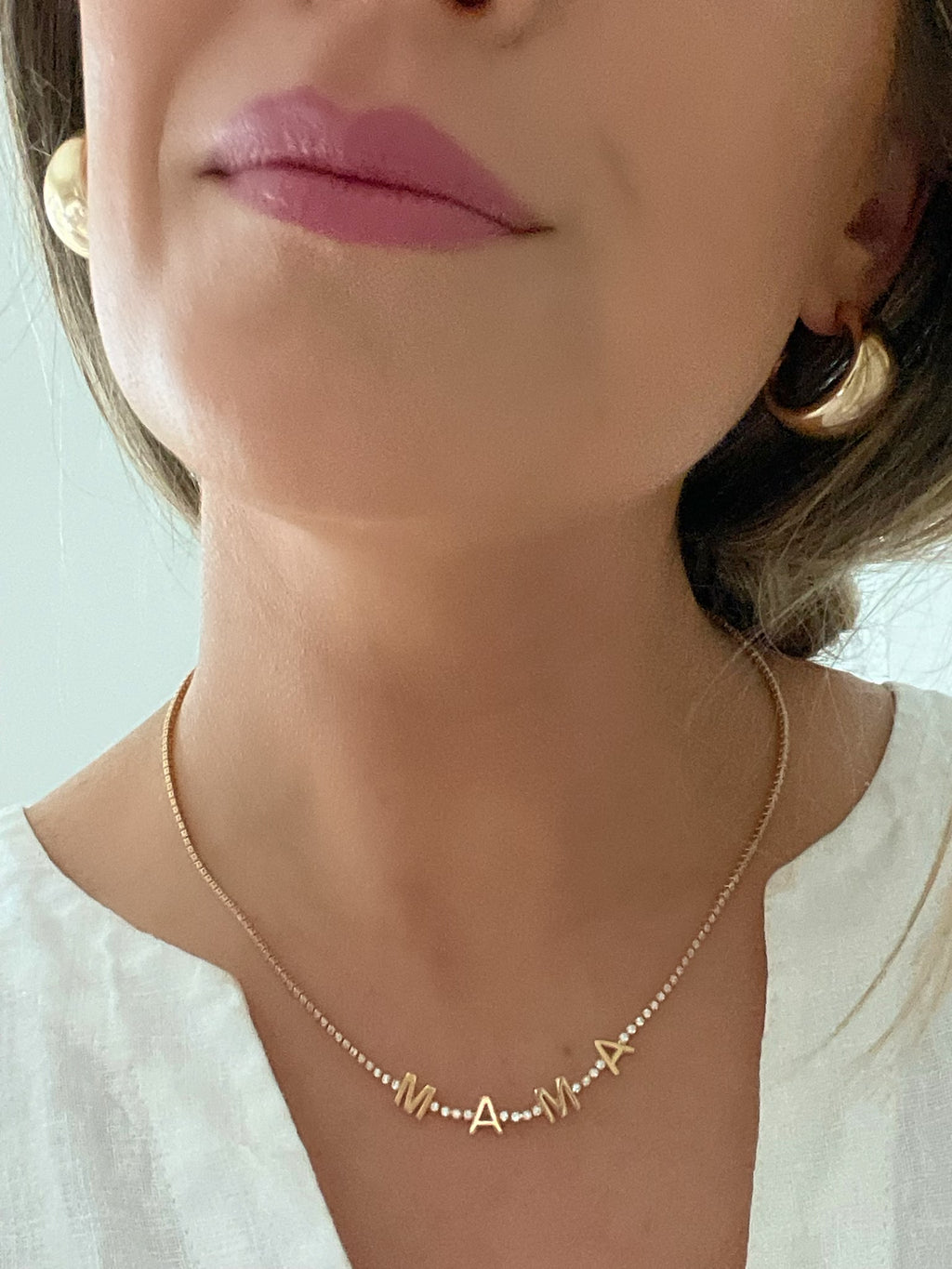 Shimmering Mama Love: 18k Gold Filled Tennis Necklace with CZ