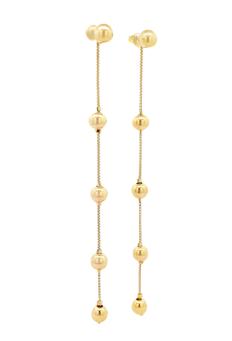 Elegant gold bead and gold-filled dangle earrings, perfect for special occasions or everyday wear