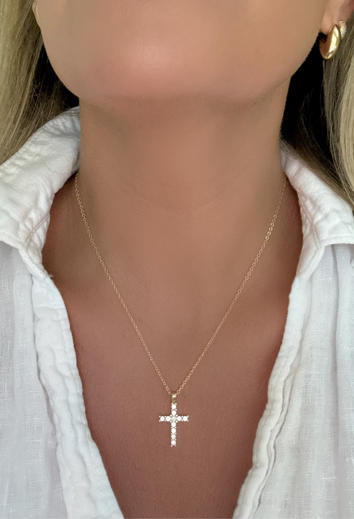 Heavenly CZ Diamond Cross Necklace