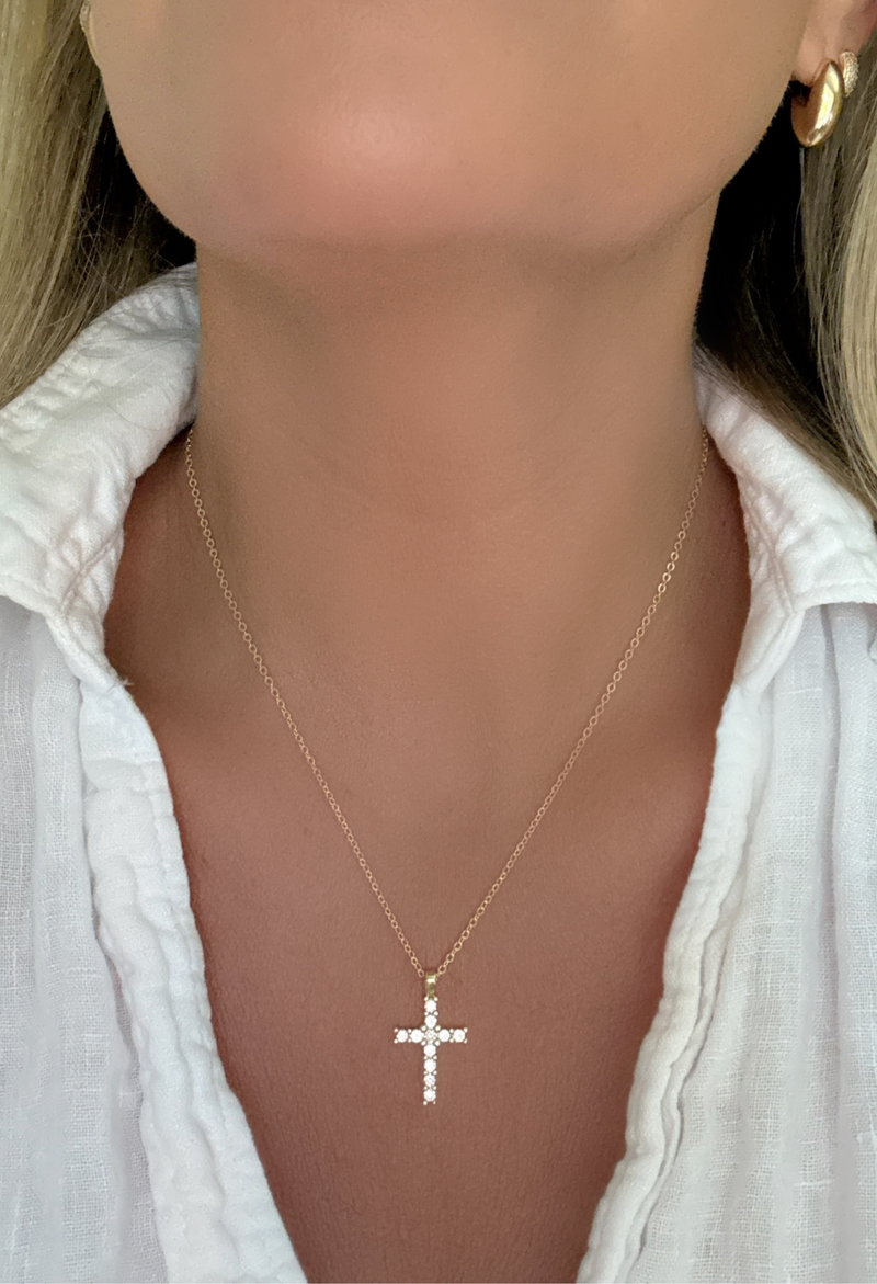 Heavenly CZ Diamond Cross Necklace