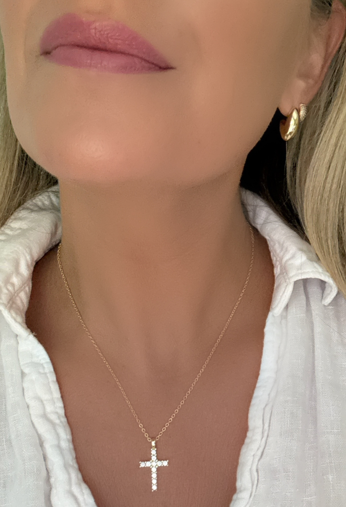 Heavenly CZ Diamond Cross Necklace