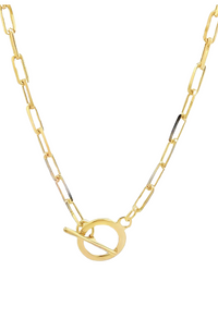 Gold Toggle Paperclip Chain Necklace