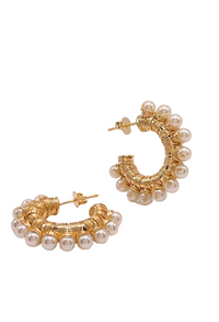 Pearl Wrapped Hoops earrings by Dylan Rae Jewelry, showcasing timeless elegance and modern chic design.