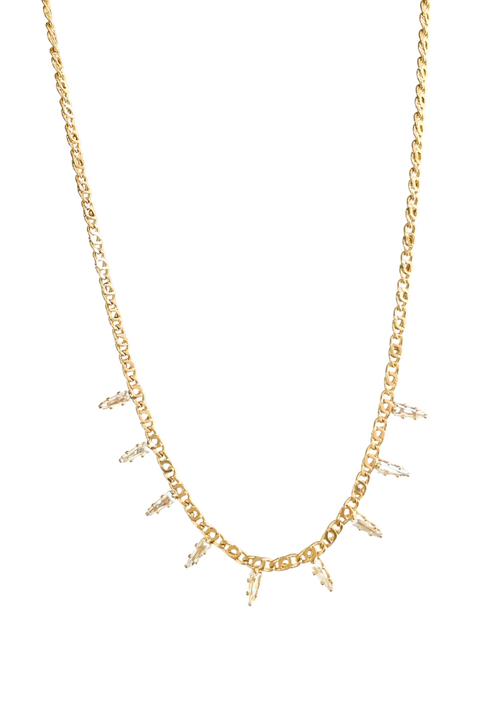 Radiant Edge CZ Spike Necklace – Dainty 18k Gold-Filled Chain