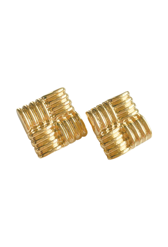 Frenchie Vintage Square Studs