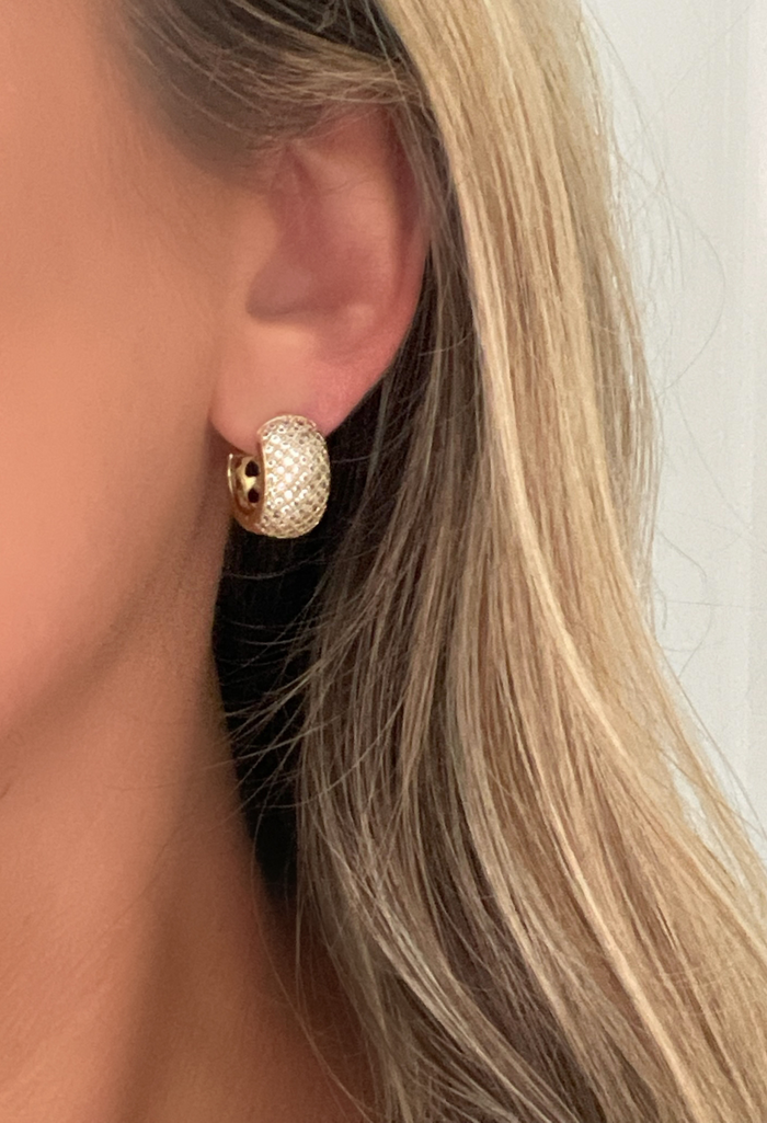 Soleil Diamond Pavé Huggie Earrings
