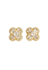 Crystal Clover Stud Earrings