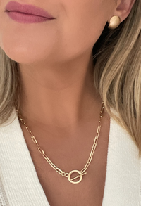 Gold Toggle Paperclip Chain Necklace