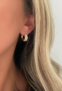 Baguette CZ Huggie Hoop Earrings