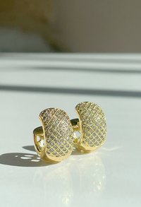 Soleil Diamond Pavé Huggie Earrings