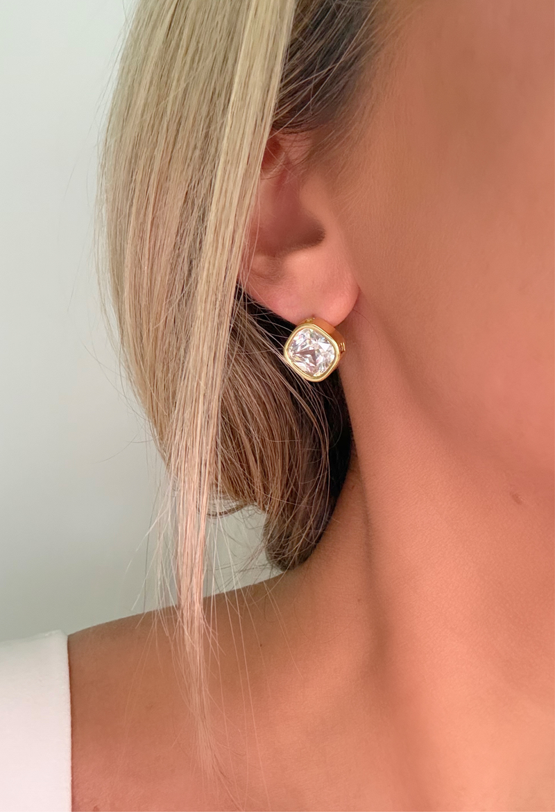 Square Bezel Diamond Studs