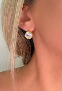 Square Bezel Diamond Studs