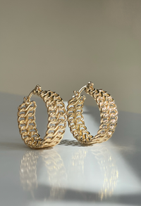 Raffia Woven Gold Hoops