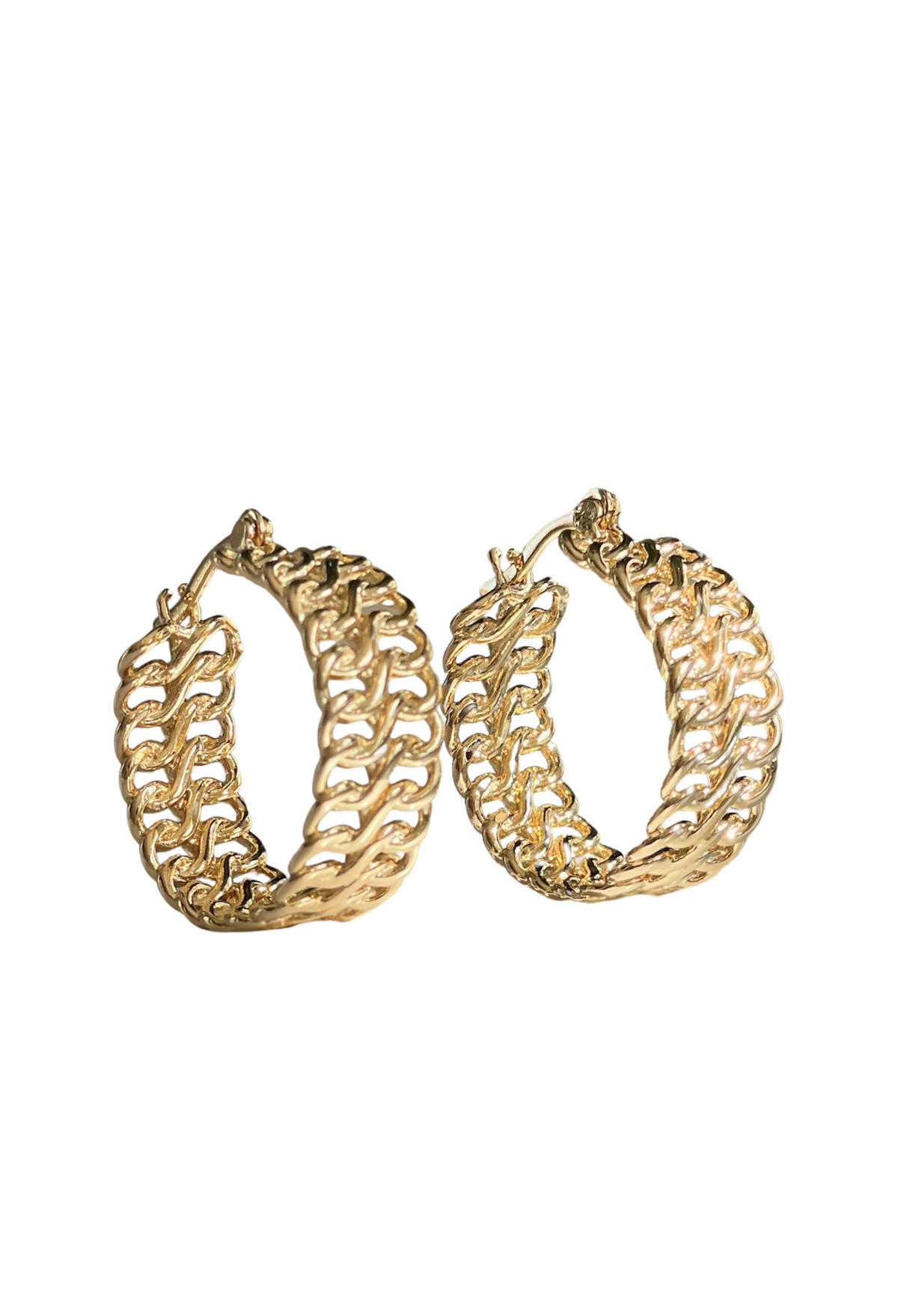 Raffia Woven Gold Hoops