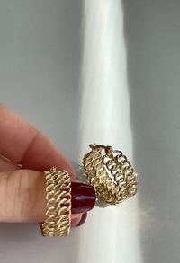 Raffia Woven Gold Hoops