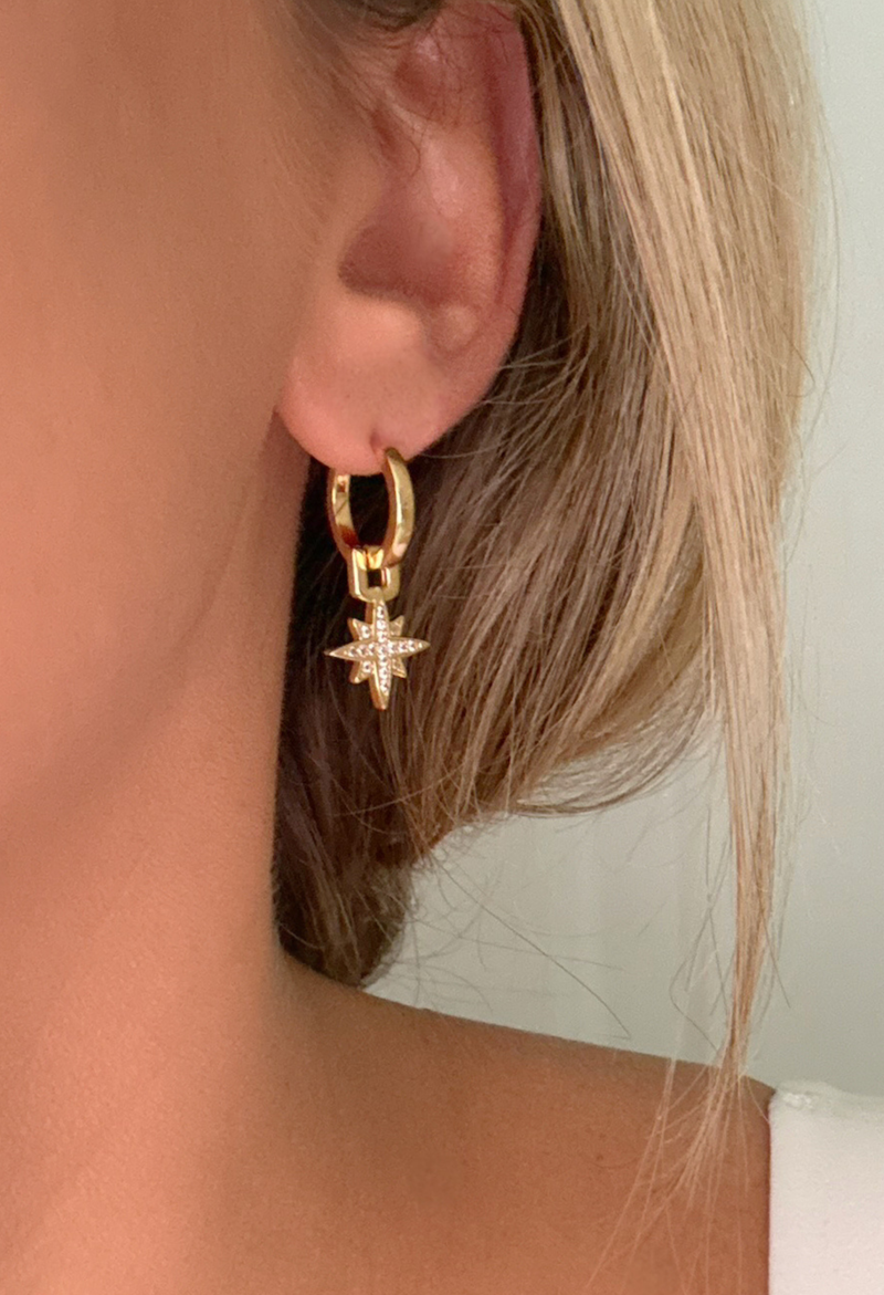 Starburst Drop Huggie Earrings