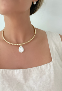 Isla Pearl Charm Collar Necklace