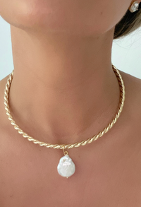 Isla Pearl Charm Collar Necklace