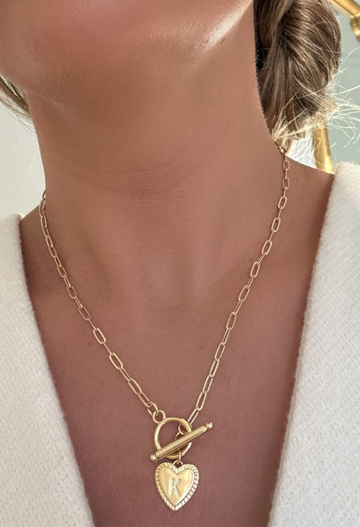Monogram Heart Toggle Necklace