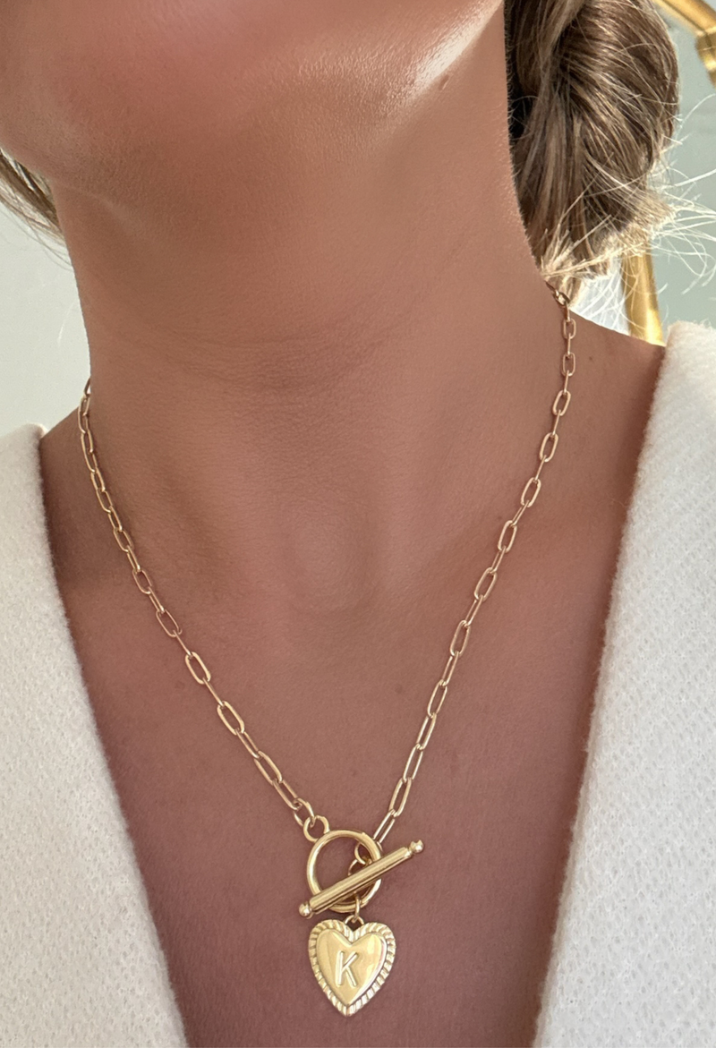Monogram Heart Toggle Necklace