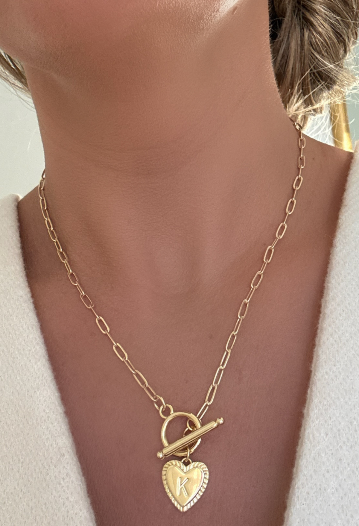 Monogram Heart Toggle Necklace