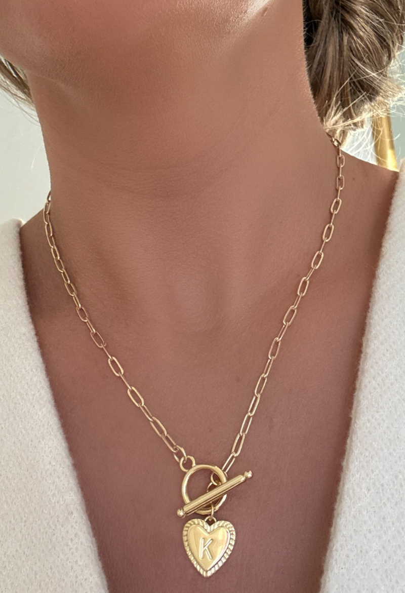 Monogram Heart Toggle Necklace