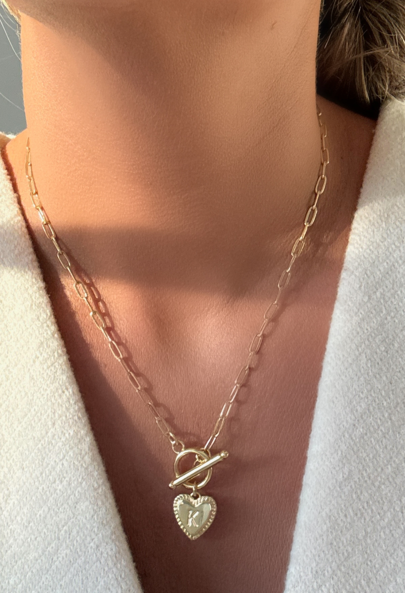 Monogram Heart Toggle Necklace