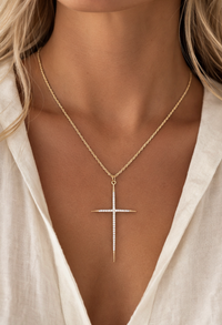 Slim Diamond Cross Necklace