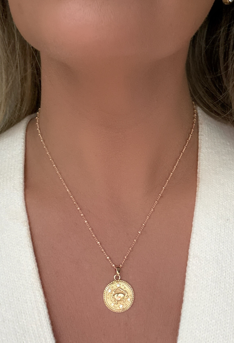Gold Zodiac Coin Necklace