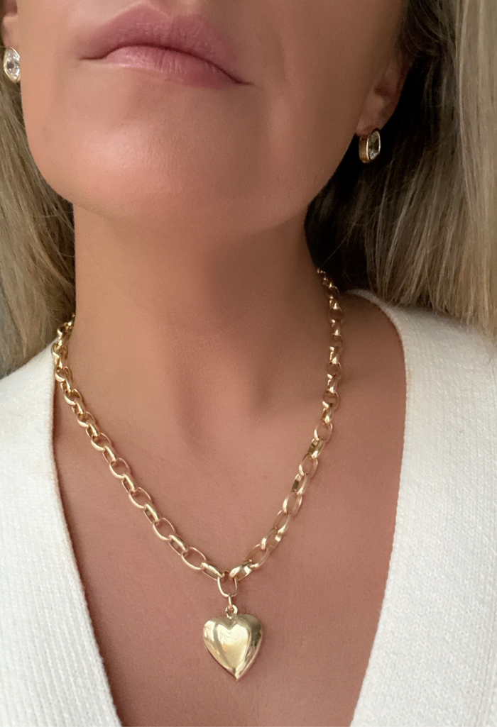 Chunky Rolo Heart Locket Necklace