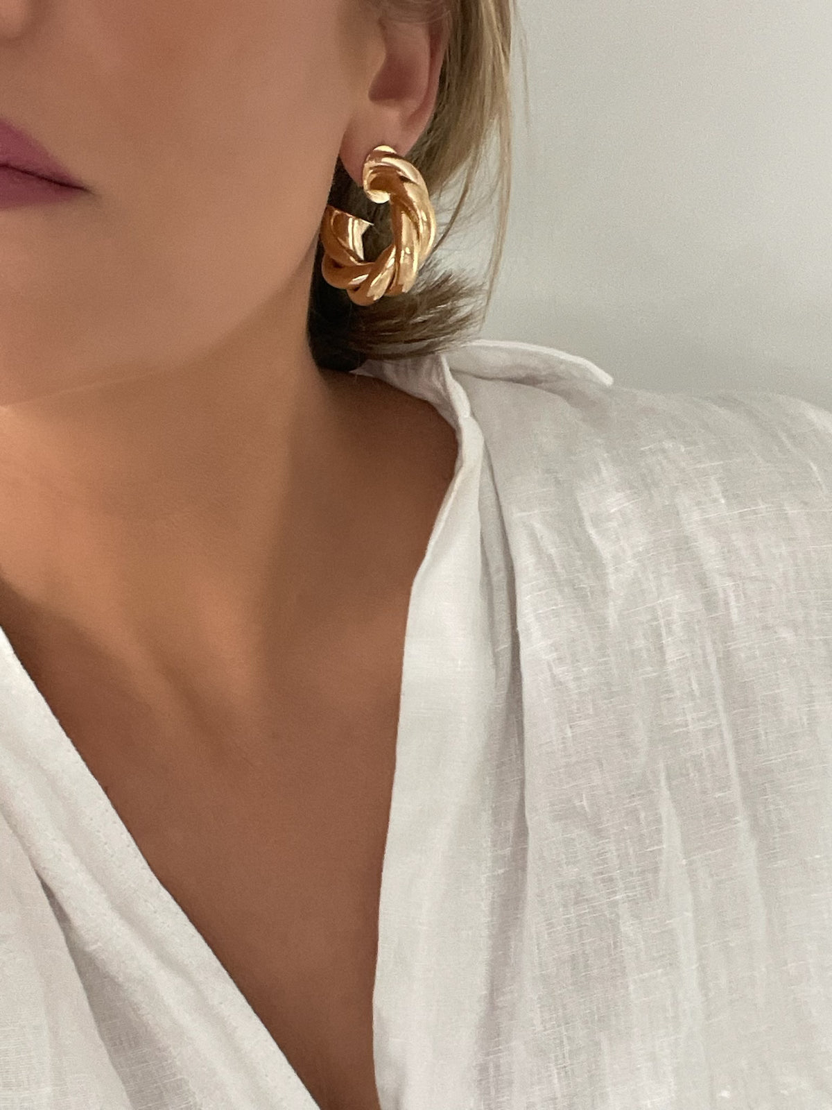 So Fancy Chunky Gold Twisted Hoops