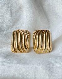 Gold-filled rectangle stud earrings, vintage-inspired design adding timeless elegance to any ensemble. 