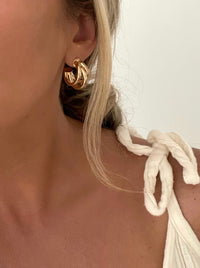 18k gold-filled triple hoop earrings, versatile for any occasion.