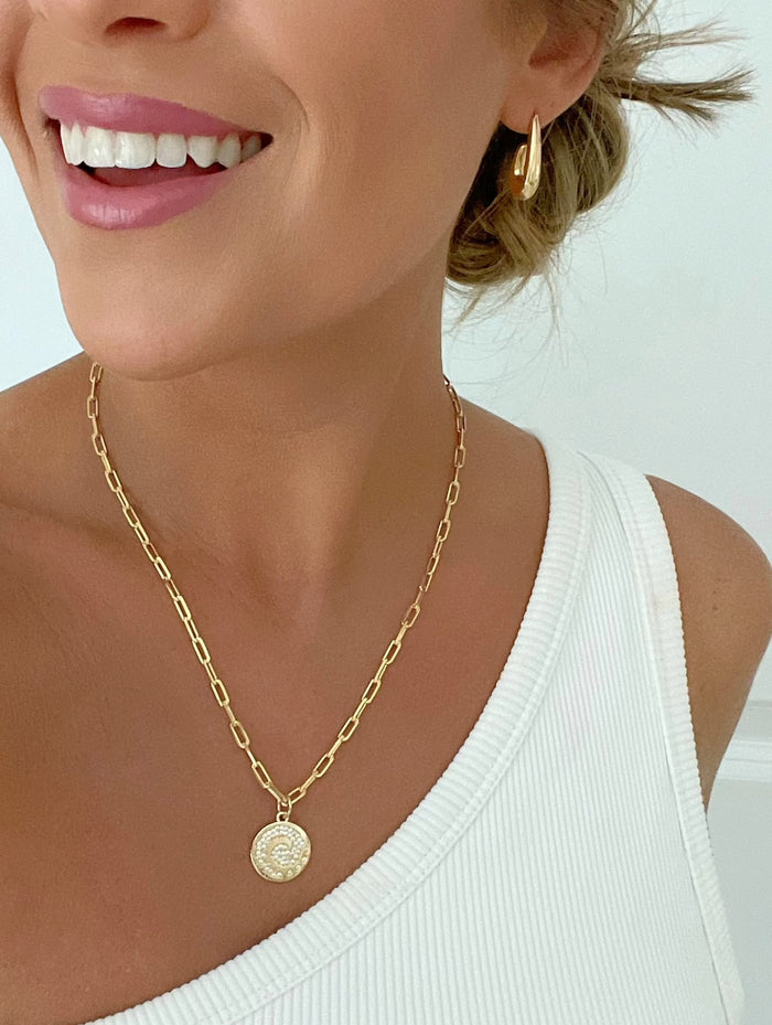 Dylan Dome Necklace - Cord - Gold
