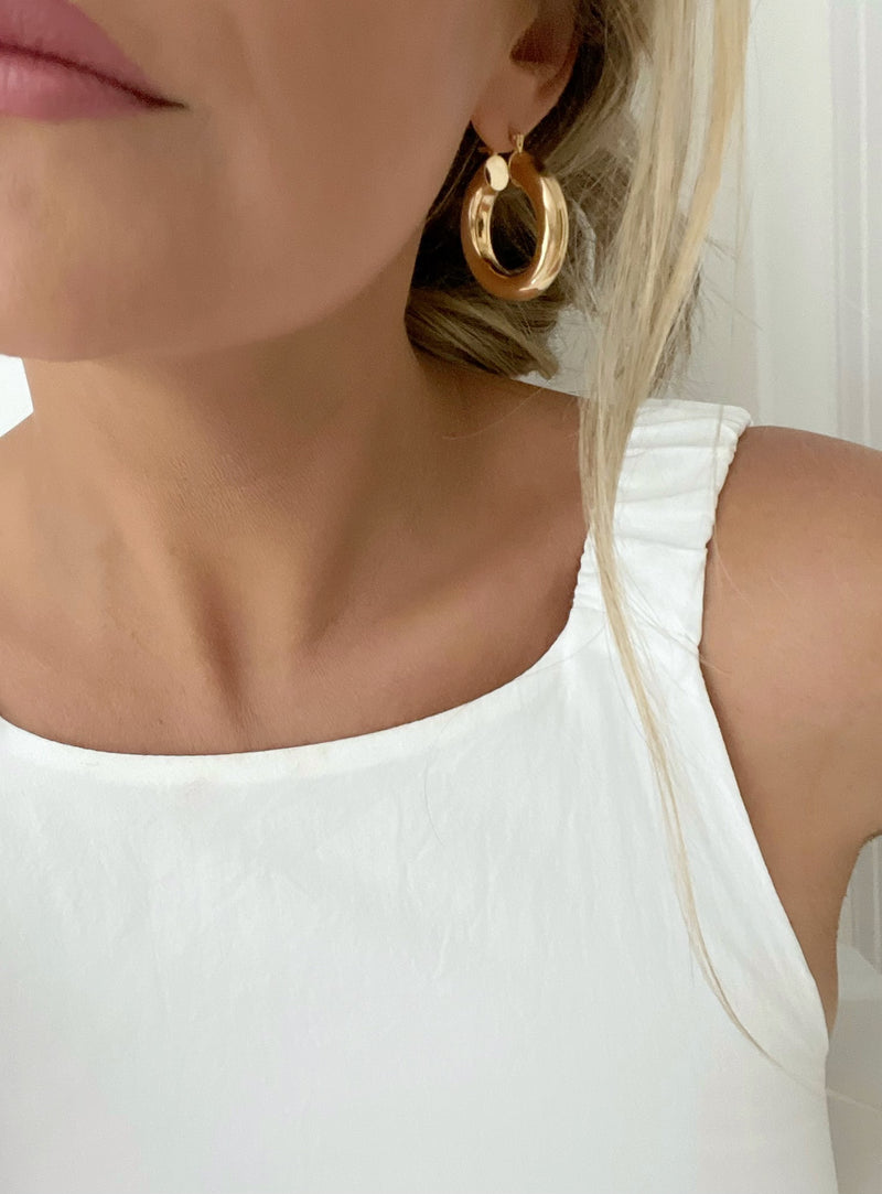 Cleo Hoop Earrings by Dylan Rae Jewelry, showcasing versatile style and lightweight design.