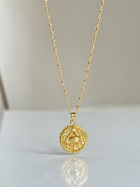 Gold Zodiac Coin Necklace