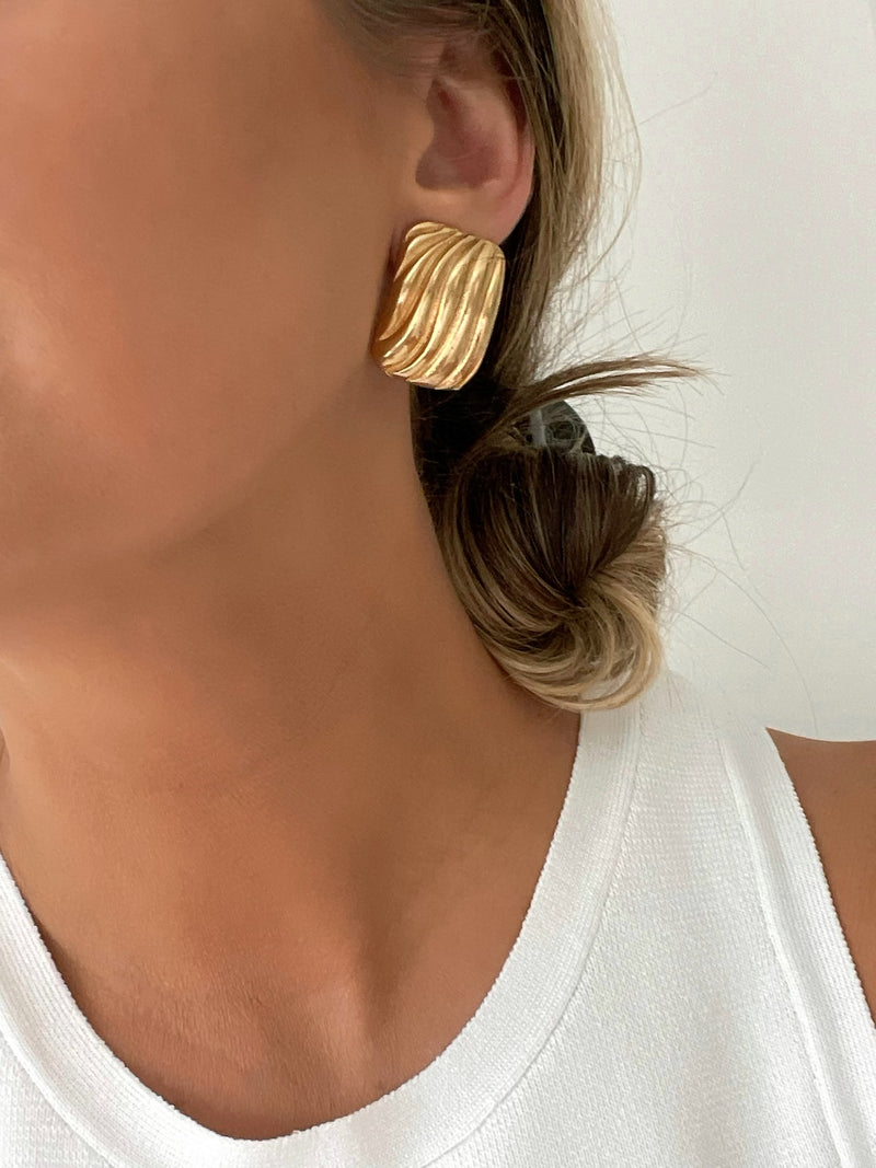 Gold-filled rectangle stud earrings, vintage-inspired design adding timeless elegance to any ensemble