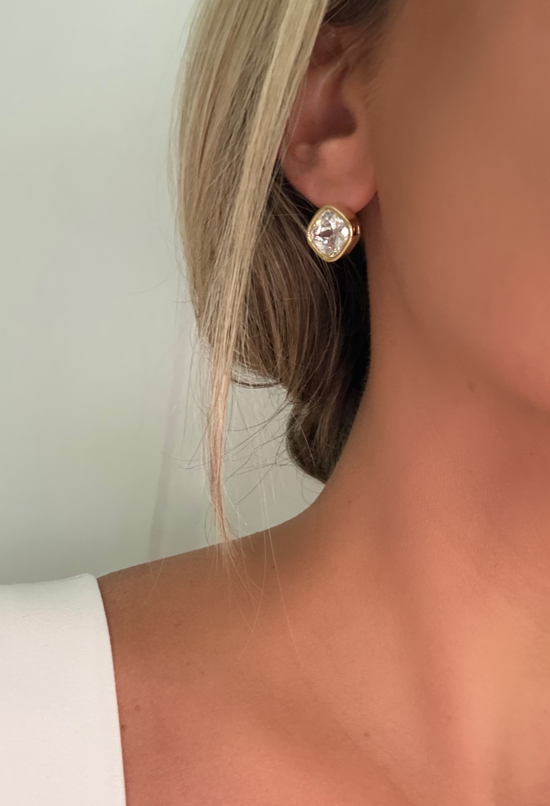 Square Bezel Diamond Studs