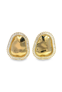 Gold Oval Post Wave Earrings