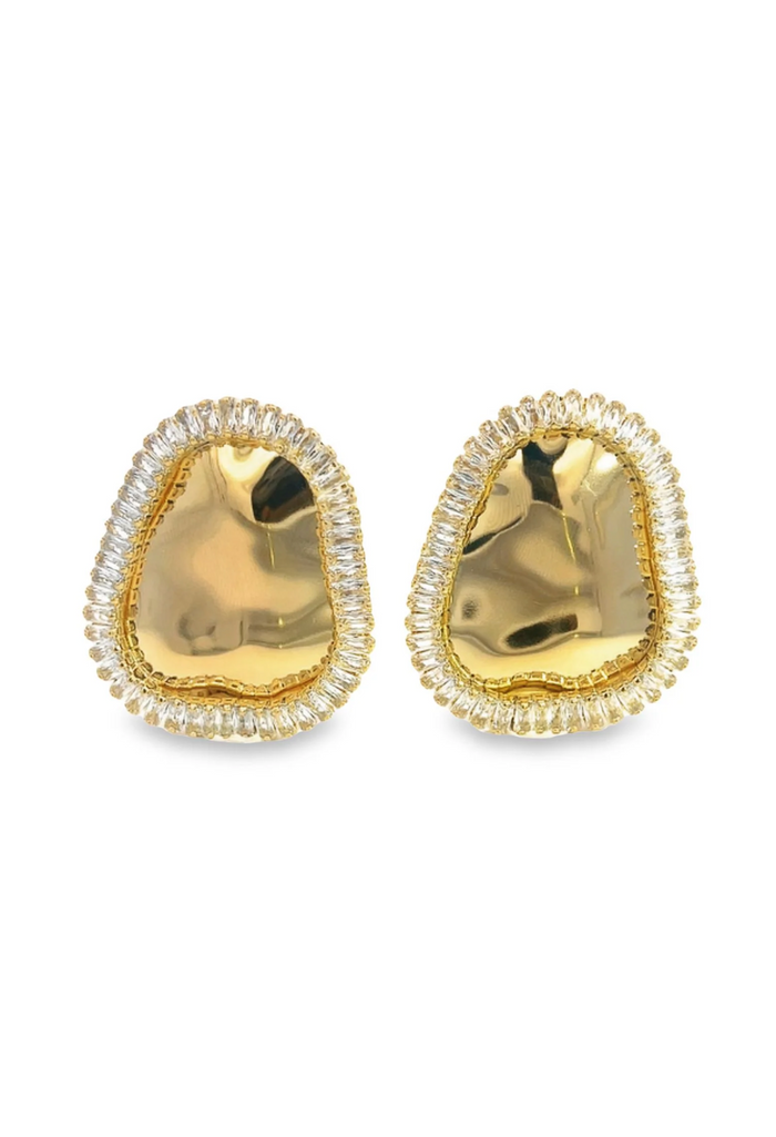 Gold Oval Post Wave Earrings