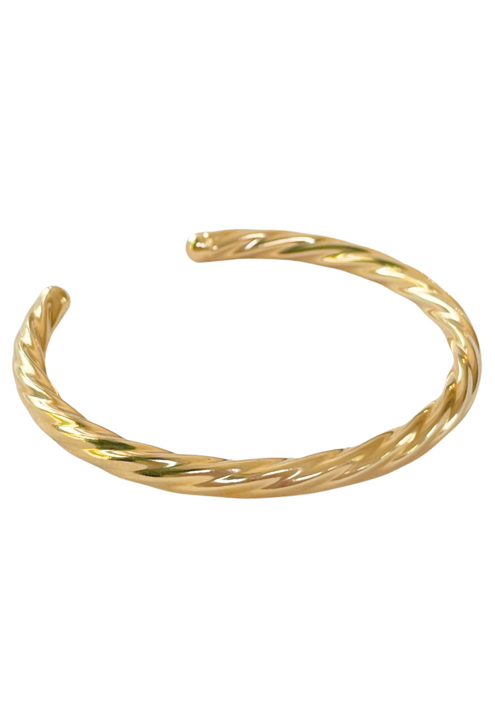 18k Gold Twisted Bangle - Bold and Elegant Women's Bracelet. Product Image. 