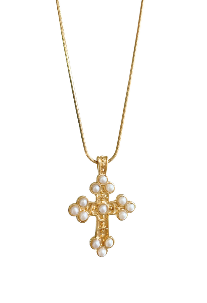 Roman Pearl Cross Necklace