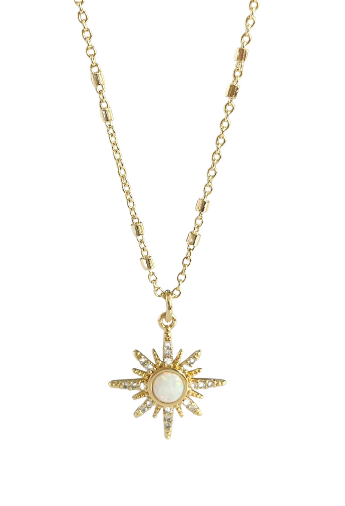 Opal Sunburst Gold Necklace