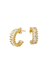 Stunning sparkly hoop earrings adorned with high-quality baguette-shaped stones