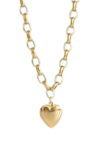Chunky Rolo Heart Locket Necklace