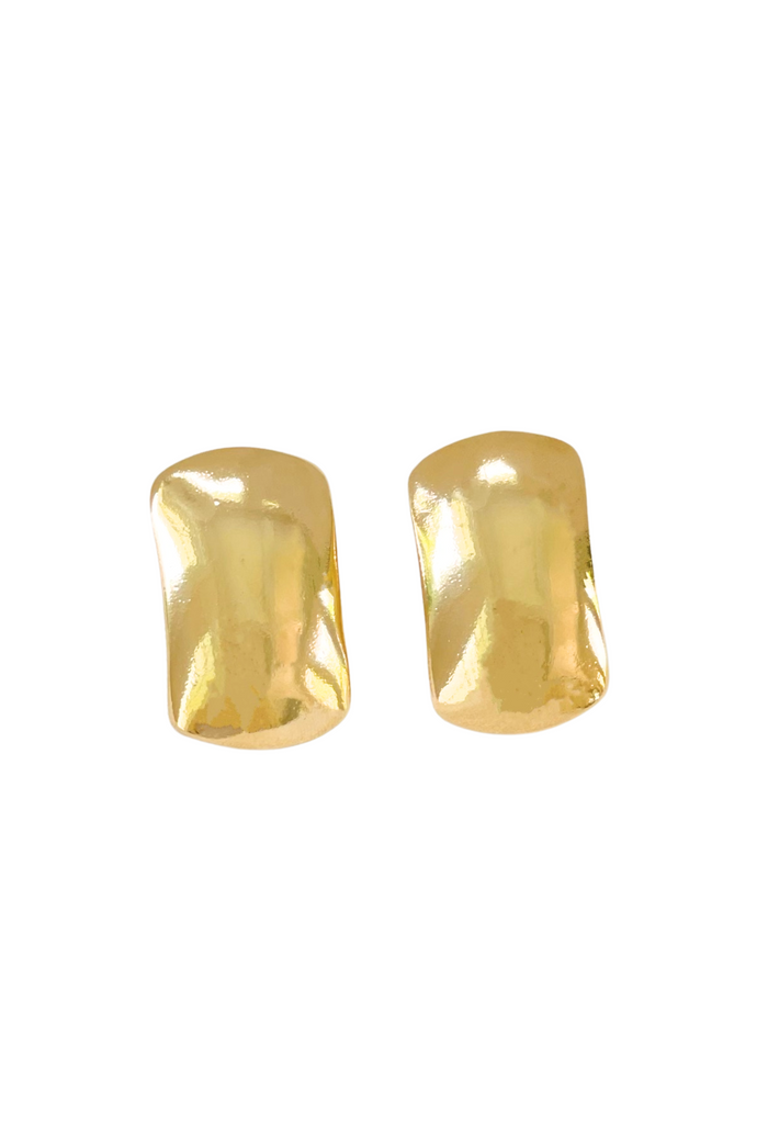 Gold Rectangle Stud Capri Earrings