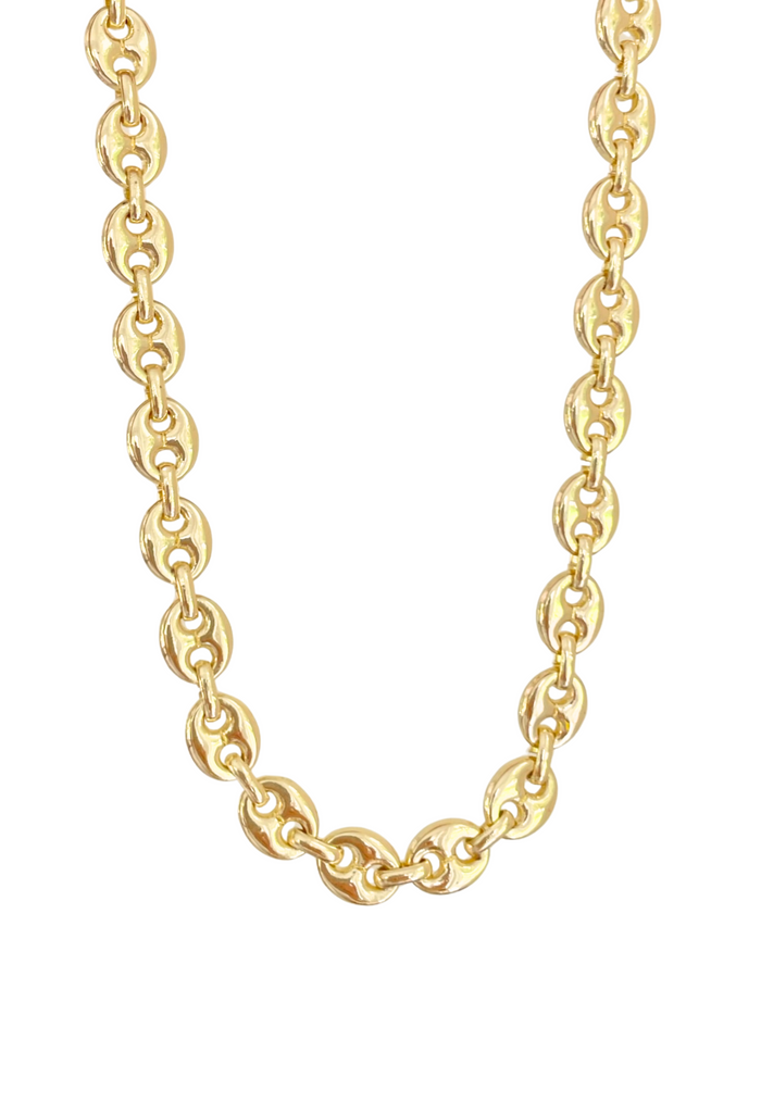 Gold Puffed Mariner Chain Necklace by Dylan Rae Jewelry, showcasing its timeless elegance and versatility