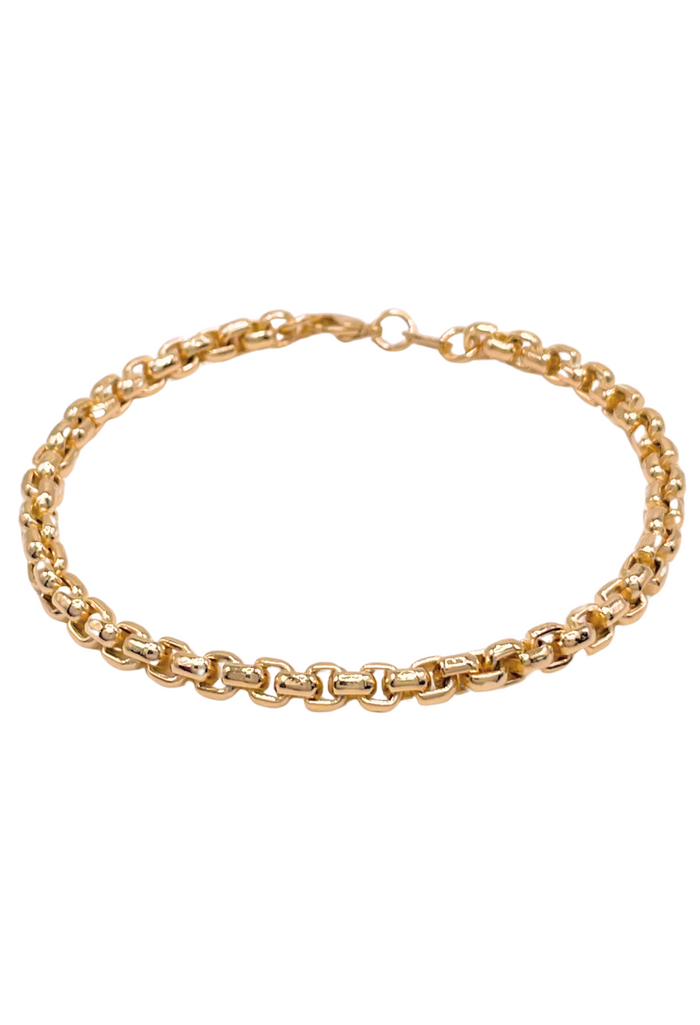 Sophisticated 18k Gold Box Bracelet by Dylan Rae Jewelry. Elevate your style with this modern, empowering accessory. Perfect for stacking or solo wear. Product Image. 
