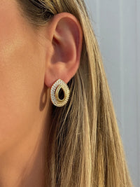 Bridal Stud Earrings Gold Filled Wedding Jewelry Crystal Teardrop Design Rhinestone Wavy Border Perfect Bridesmaid Gift Bride Accessories CZ Stone Dimensional Shape Elegant Ceremony Jewelry Secure Push Back Closure Comfortable All Day Wear